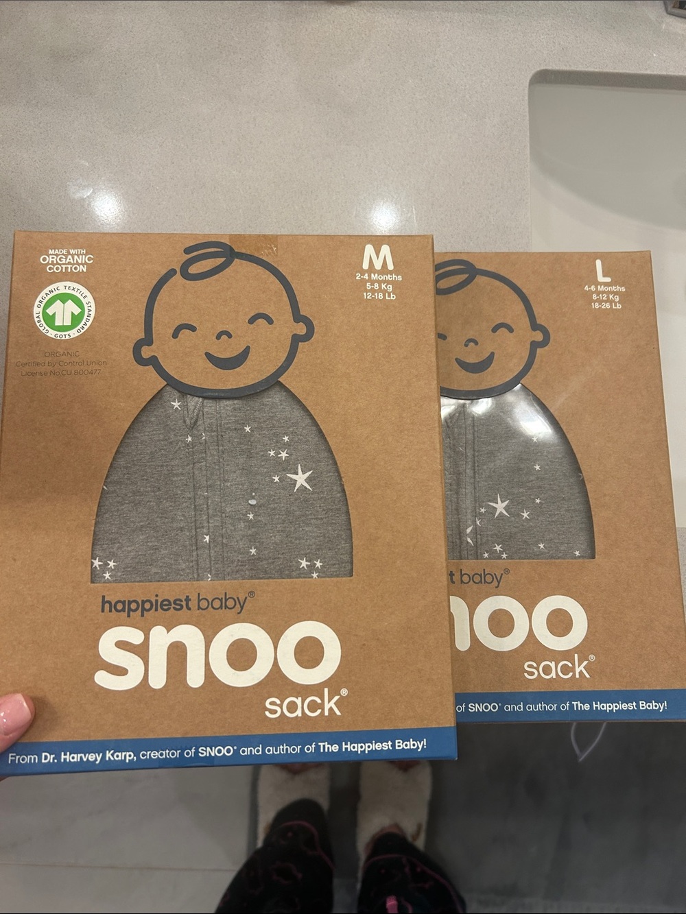 Snoo Sacks- Gray with Star Print SET OF 2